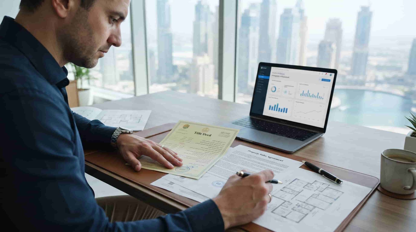 Buyer verifying Dubai property ownership documents