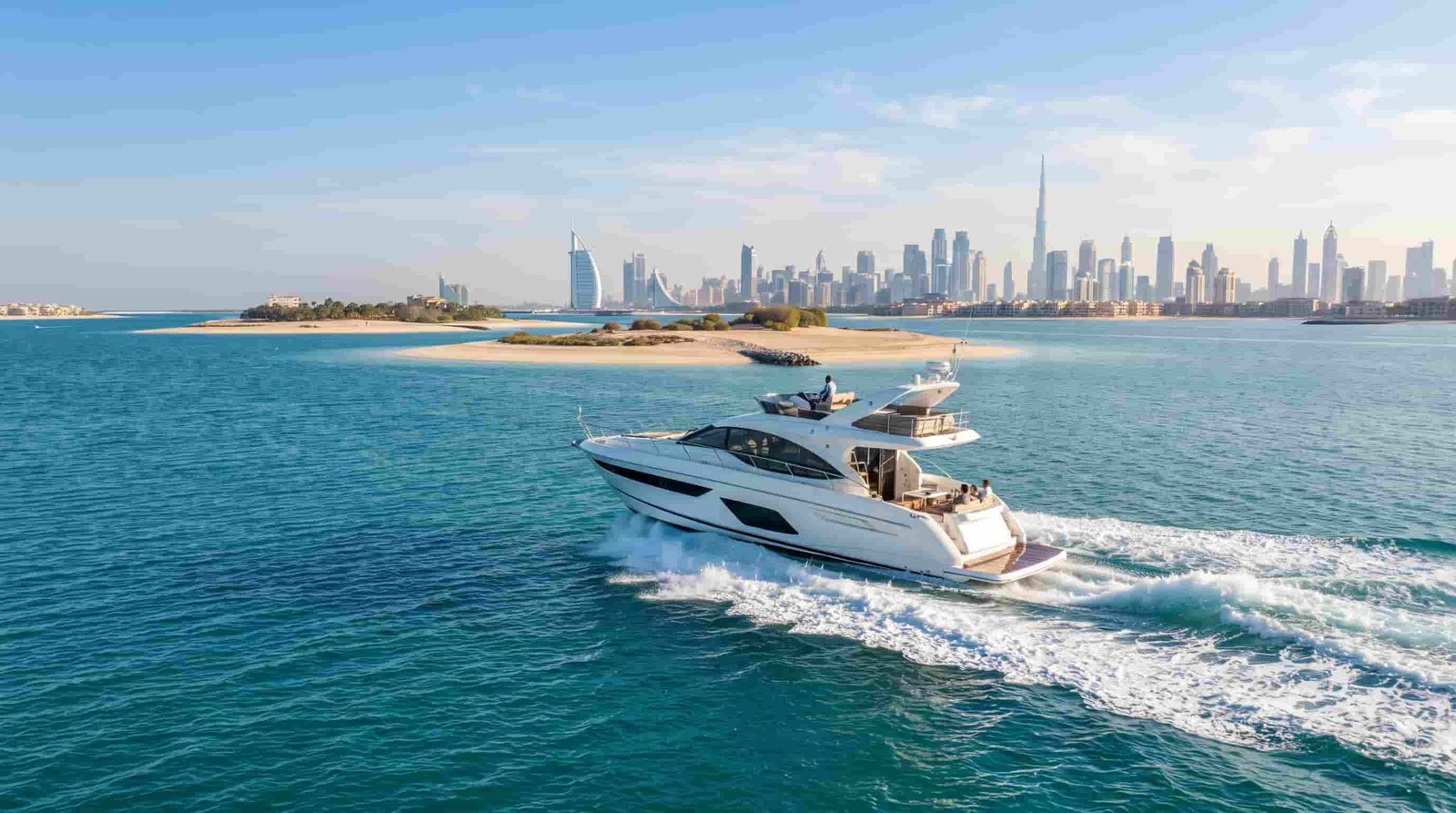 Private boat carrying buyers from the Dubai coast to The World islands
