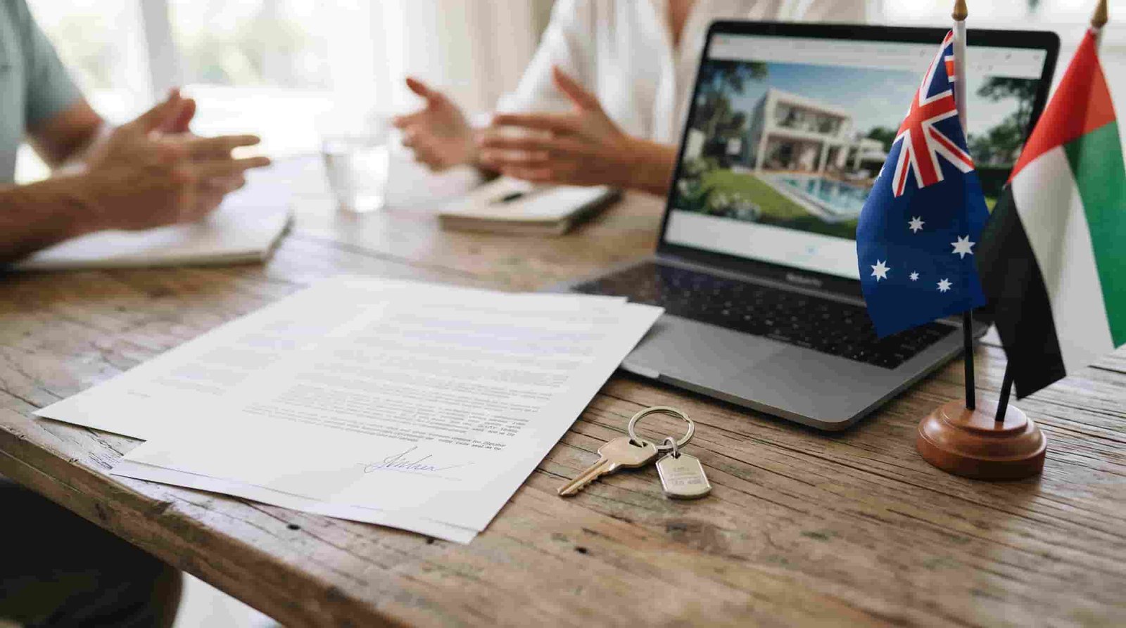 Australian buyer signing a Dubai villa purchase agreement