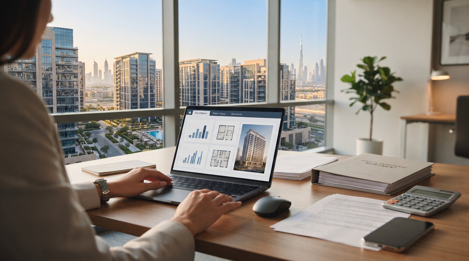 Checking Dubai property project details and completion status before buying